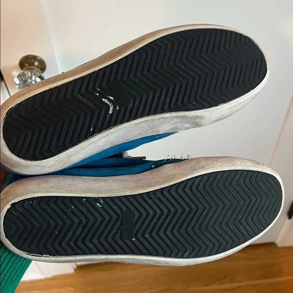 🕶️GGDB Golden Goose SUPERSTAR DISTRESSED TRAINERS IN turquoise w pink star US 11 - Picture 9 of 9